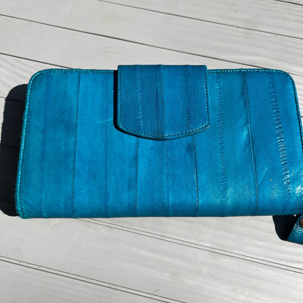 Turquoise Eel skin wallet